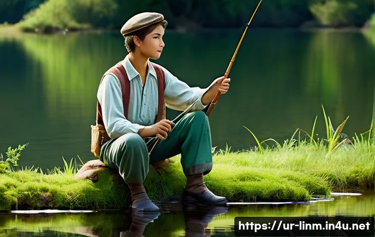 리니지M 낚시 시스템 사용법 - **Prompt 1: A New Angler's Serene Start**
"A young, determined character, gender-neutral, dresse...